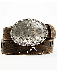 Shyanne Women's Oval Scroll Buckle Tooled Cut Out Belt