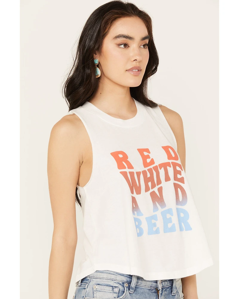 White Crow Women's Red, and Beer Graphic Tank