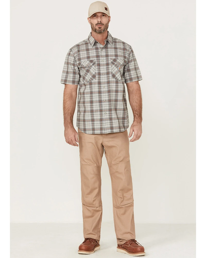 Carhartt Men's Rugged Flex® Steel Plaid Print Relaxed Short Sleeve Snap Western Shirt