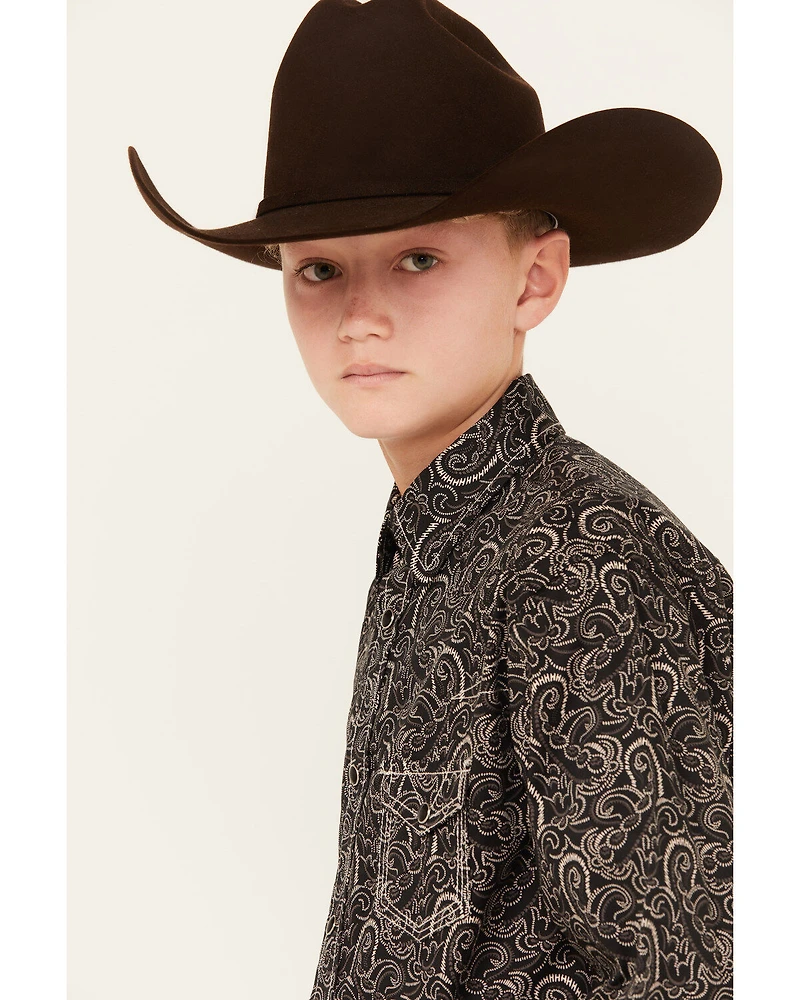 Rock & Roll Denim Boys' Paisley Print Long Sleeve Snap Western Shirt