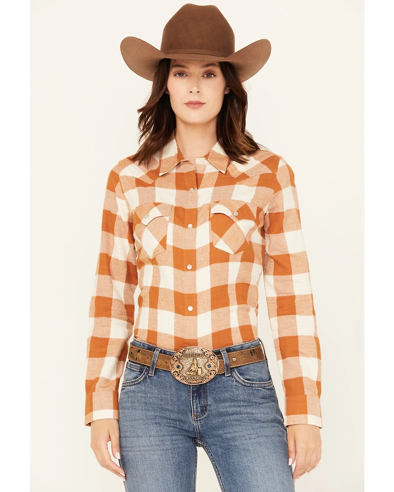 Wrangler Retro Women's Boot Barn Exclusive Plaid Print Long Sleeve Pearl Snap Flannel Shirt
