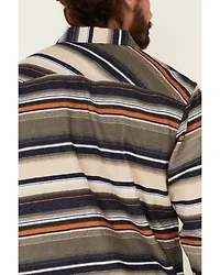 North River Men's Oatmeal Lake Striped Long Sleeve Western Flannel Shirt