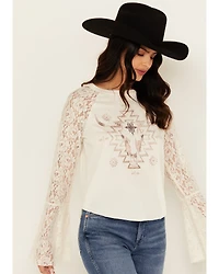 Shyanne Women's Steer Lace Long Sleeve Graphic Tee