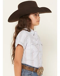 Ely Walker Girls' Flower Yoke Sleeveless Snap Western Shirt