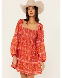 Free People Women's Border Endless Afternoon Long Sleeves Mini Dress