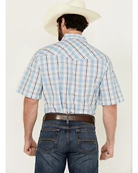 Wrangler 20X Men's Advanced Comfort Plaid Print Short Sleeve Snap Stretch Western Shirt