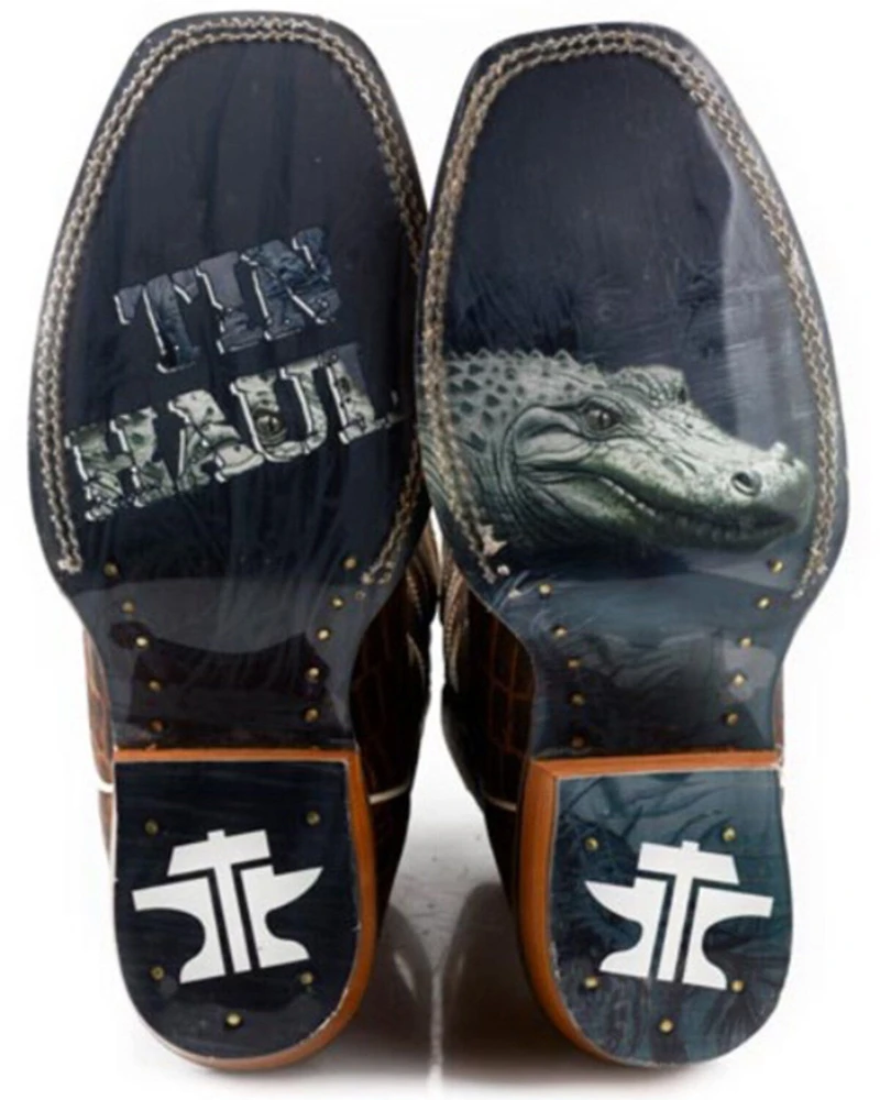 Tin Haul Men's Wild Croc Caiman Print Western Boots - Square Toe