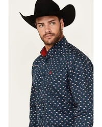 Cinch Men's Mini American Flag Print Long Sleeve Button-Down Western Shirt