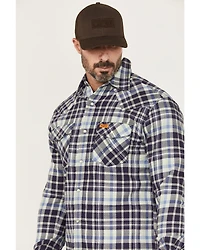 Wrangler Men's FR Plaid Print Long Sleeve Snap Work Shirt