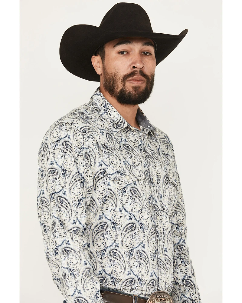 Cody James Men's Rodeo Runway Paisley Print Long Sleeve Snap Shirt