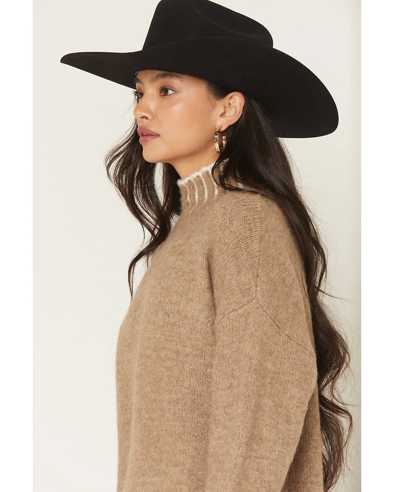 Elan Women's Whipstitch Turtleneck Sweater