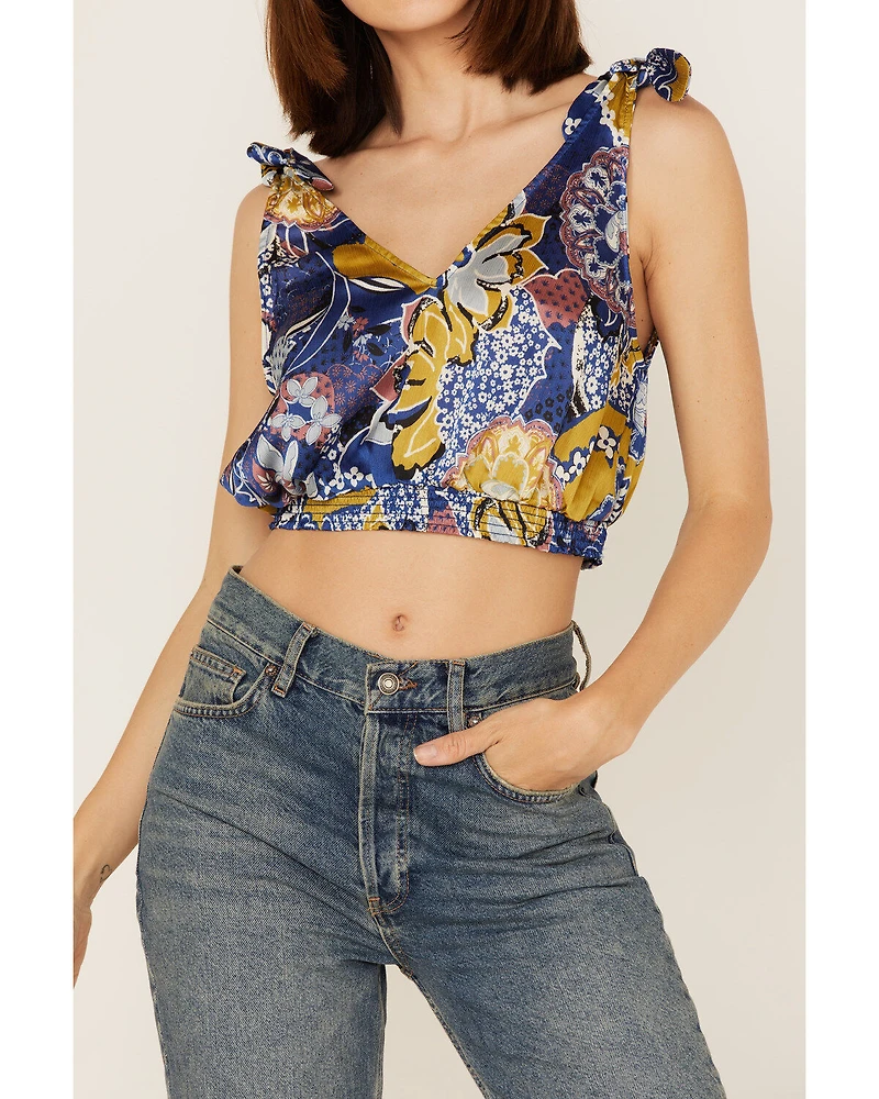 Free People Women's Weekend Montauk Floral Print Cropped Tank Top