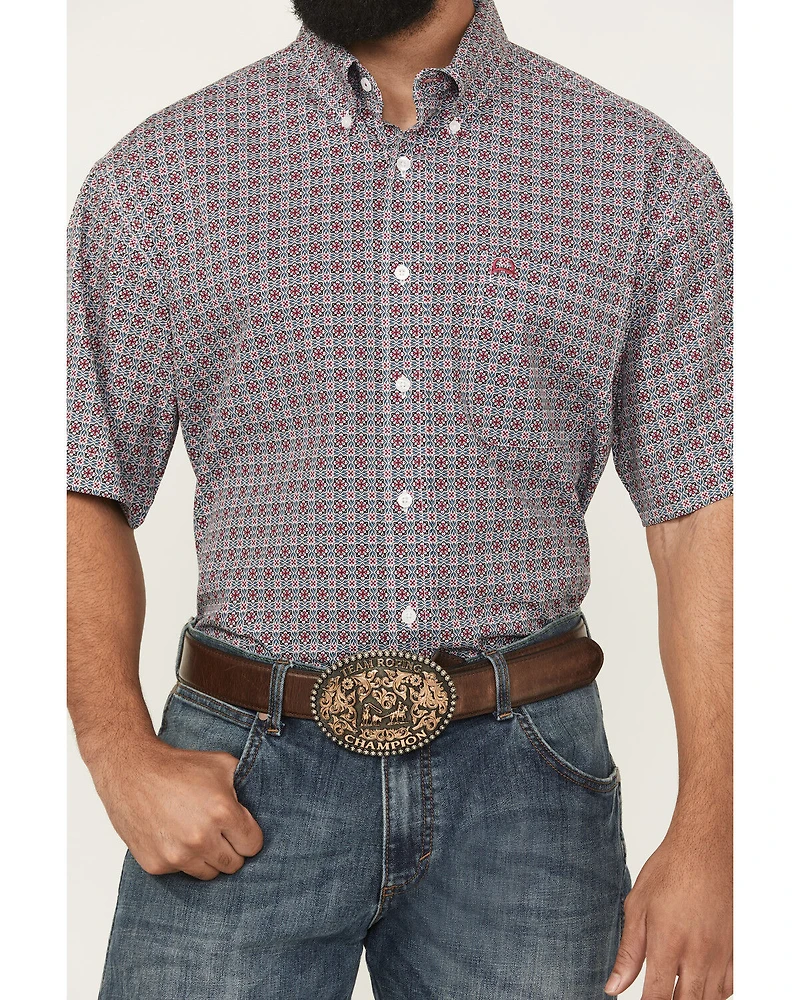 Cinch Men's Medallion Print Short Sleeve Button-Down Performance Western Shirt - Big