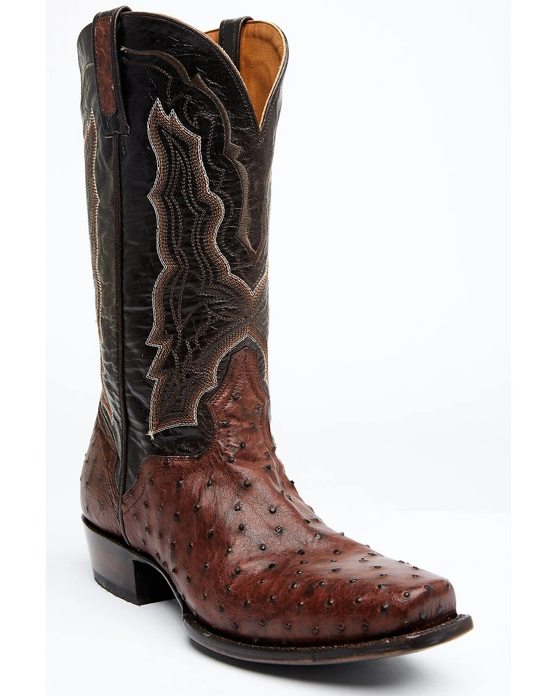El Dorado Men's Exotic Full-Quill Ostrich Skin Western Boots - Square Toe