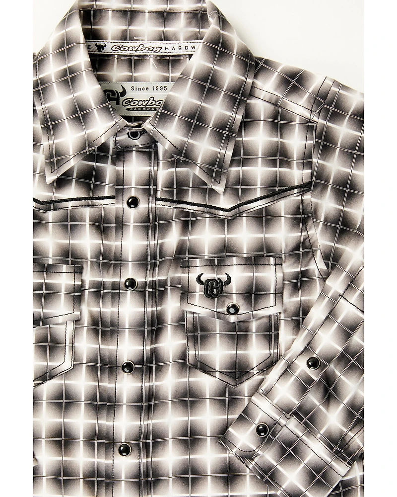 Cowboy Hardware Toddler Boys' Cubed Print Long Sleeve Snap Stretch Western Shirt
