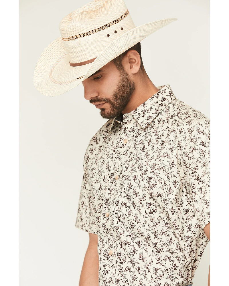Cody James Men's Columbia Floral Print Short Sleeve Button-Down Stretch Western Shirt