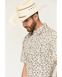 Cody James Men's Columbia Floral Print Short Sleeve Button-Down Stretch Western Shirt
