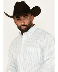 Wrangler Men's Classic Geo Print Long Sleeve Button-Down Stretch Western Shirt
