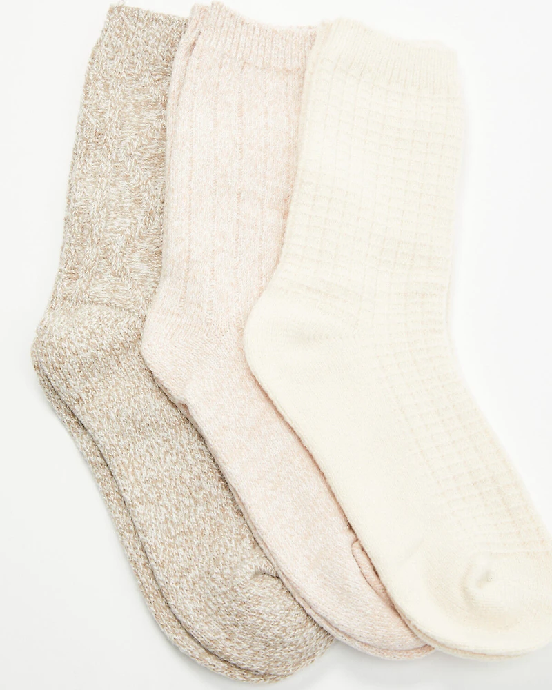 Boot Barn Women's Oatmeal Luxe Cozy Sock Gift Box - 3 Piece