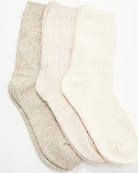 Boot Barn Women's Oatmeal Luxe Cozy Sock Gift Box - 3 Piece