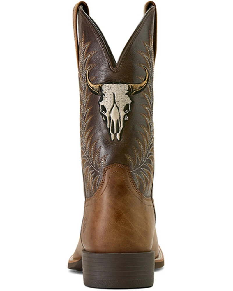 Ariat Men's Sport Steer Skull Performance Western Boots - Broad Square Toe