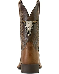 Ariat Men's Sport Steer Skull Performance Western Boots - Broad Square Toe