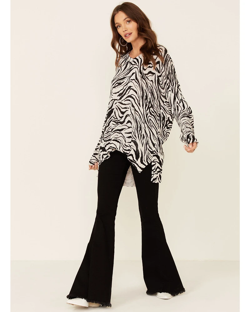 Show Me Your Mumu Women's Zebra Print Hug Pullover Sweater