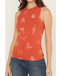 Wrangler Retro Women's Conversational Sleeveless Ribbed Tank Top