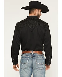 Scully Men's Floral Embroidered Retro Long Sleeve Snap Western Shirt