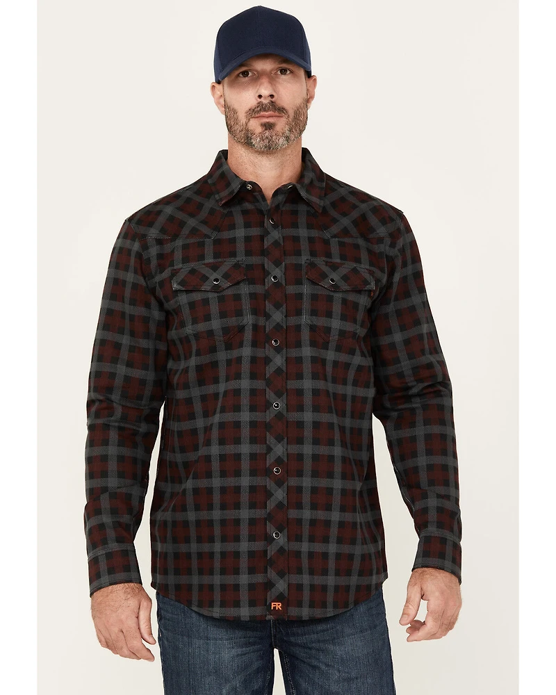 Cody James Men's FR Plaid Print Long Sleeve Snap Western Work Shirt