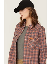Wrangler Women's FR Plaid Print Long Sleeve Snap Work Shirt - Plus