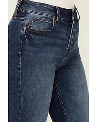 Shyanne Women's Celeste Dark Wash High Rise Seamed Back Stretch Bootcut Jeans