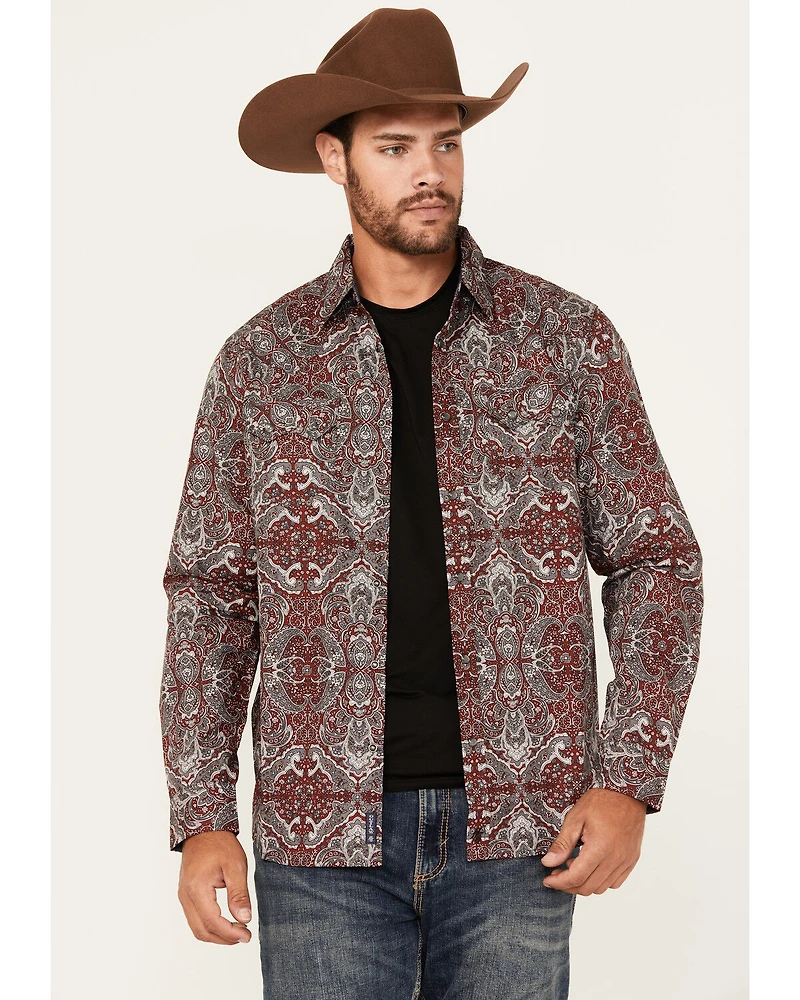 Moonshine Spirit Men's Manhattan Paisley Print Long Sleeve Snap Western Shirt