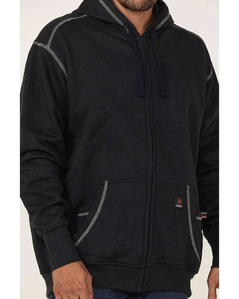 Forge Workwear Men's FR Solid Contrast Stitch Zip Hooded Jacket