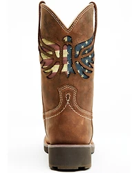 RANK 45® Women's Inspired Stars and Stripes Inlay Shaft Performance Leather Western Boots - Broad Square Toe