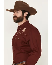 Rodeo Clothing Men's Embroidered Long Sleeve Snap Western Shirt