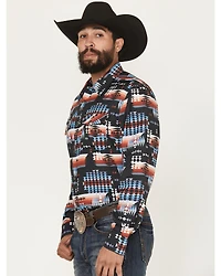 RANK 45® Men's Nate Southwestern Print Long Sleeve Snap Performance Western Shirt