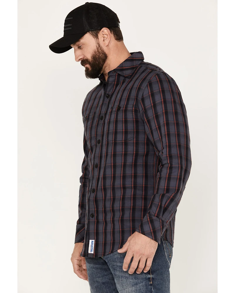 Resistol Men's Telluride Plaid Print Long Sleeve Button Down Western Shirt