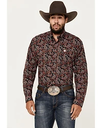 Cinch Men's Paisley Print Long Sleeve Button-Down Western Shirt