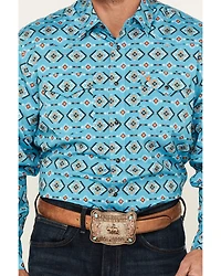 Rodeo Clothing Men's Boot Barn Exclusive Southwestern Print Long Sleeve Snap Western Shirt
