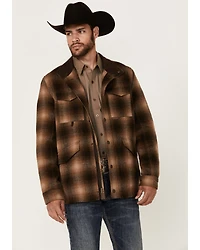 Powder River Outfitters Men's Plaid Print Heavy Brushed Wool Snap Jacket