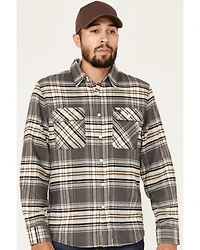 Brixton Men's Bowery Stretch Plaid Print Long Sleeve Utility Flannel Shirt