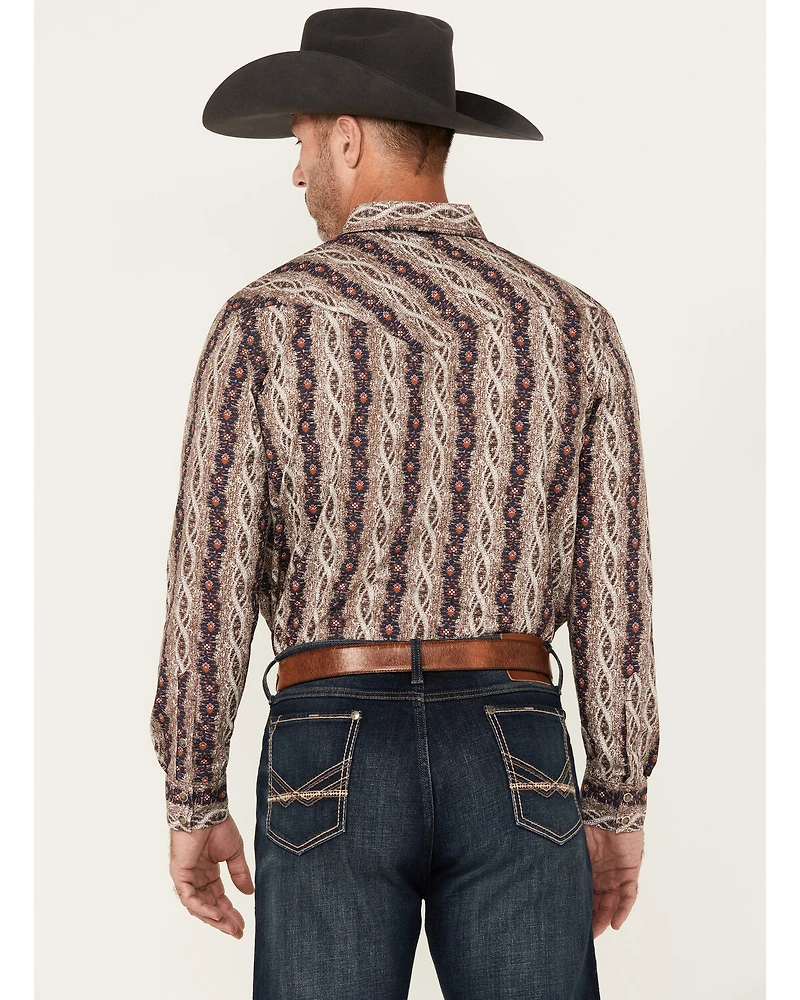 Gibson Trading Co Men's Floral Striped Print Long Sleeve Snap Stretch Western Shirt