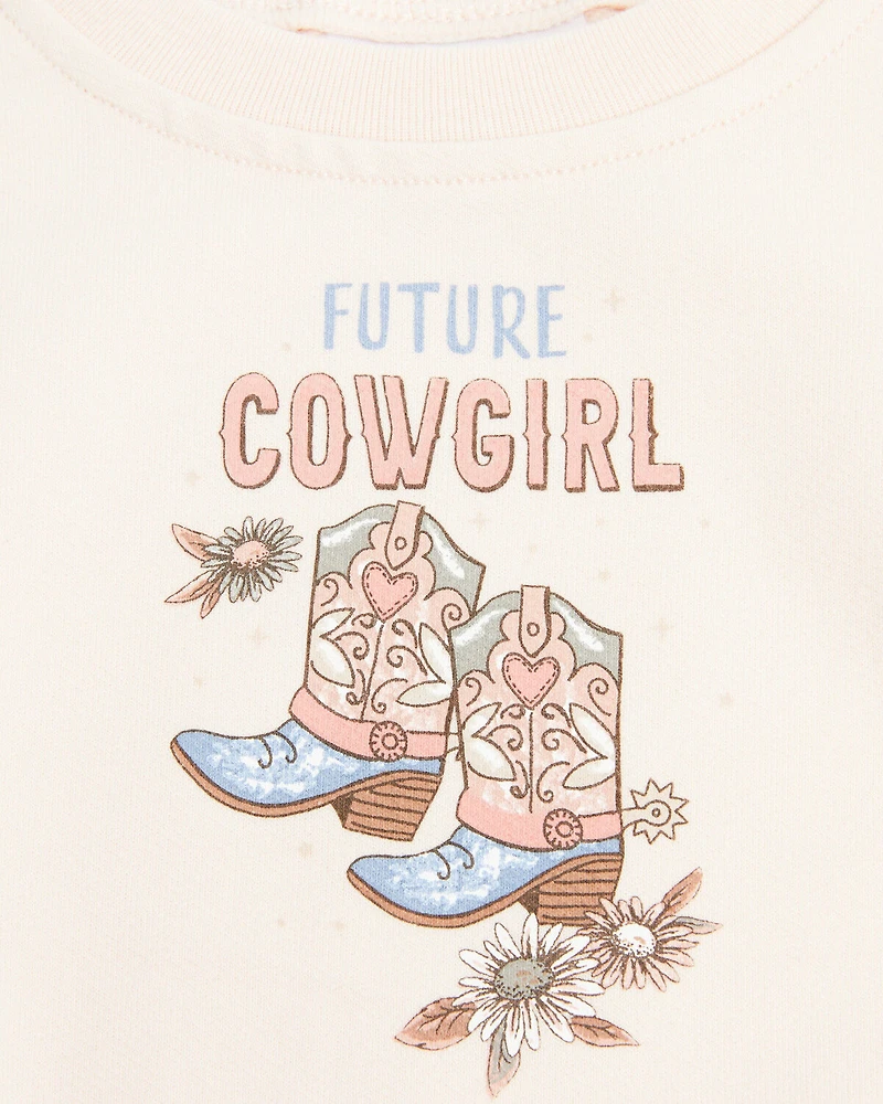 Angel Dear Infant Girls' Future Cowgirl Long Sleeve Snap Onesie