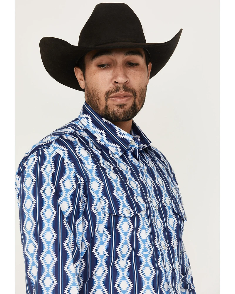 Wrangler Men's Checotah Southwestern Print Long Sleeve Snap Western Shirt