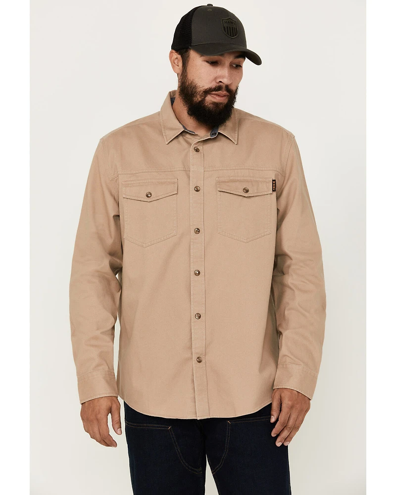 Hawx Men's All Out Woven Solid Long Sleeve Snap Work Shirt - Tall