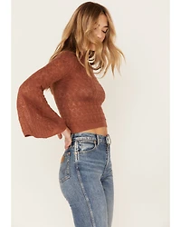 Shyanne Women's Crochet Lace Bell Sleeve Sweater