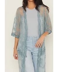 Shyanne Women's Long Embroidered Mesh Kimono