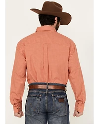 George Strait by Wrangler Men's Plaid Print Long Sleeve Button-Down Stretch Western Shirt