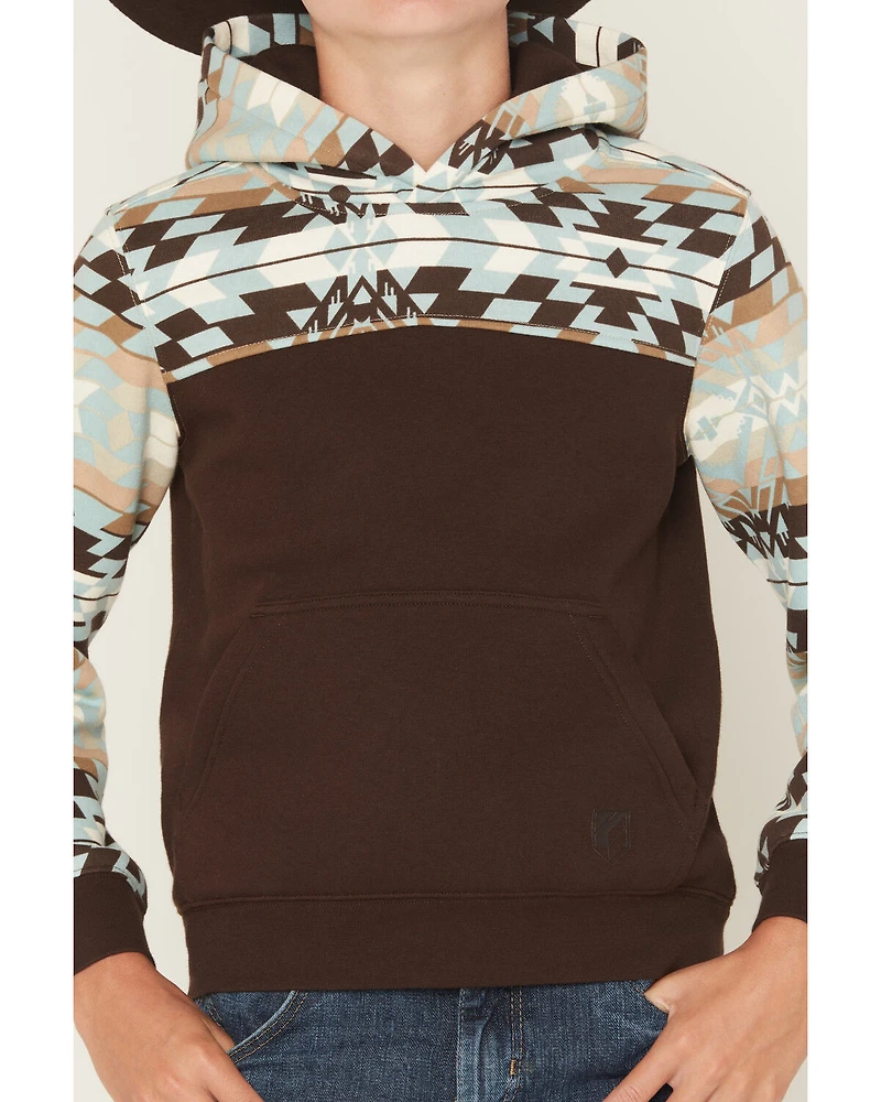 RANK 45® Boys' Dusted Southwestern Colorblock Hooded Sweatshirt